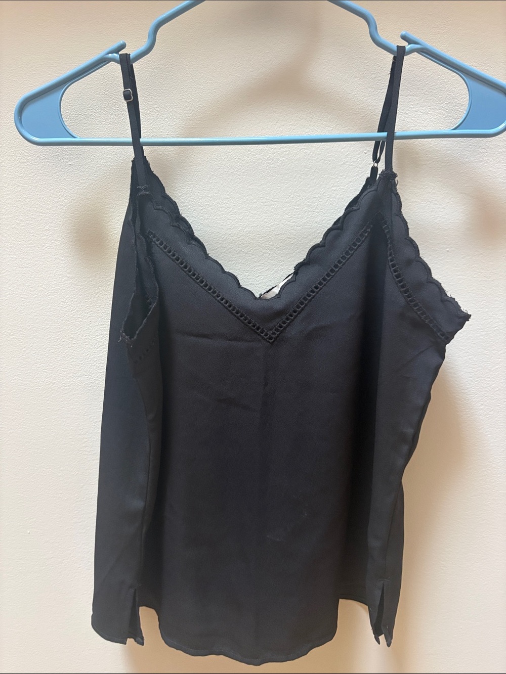 LOFT Black Lace-Trim V-Neck Cami